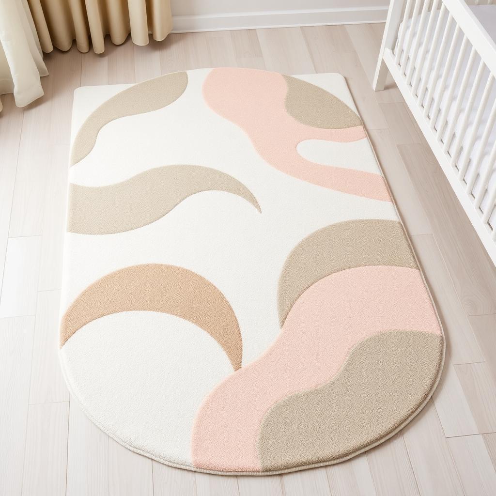 Dreamscape washable nursery rug in Cream, styled in a child's room